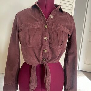 Express Women's Dark Brown Button Up Top